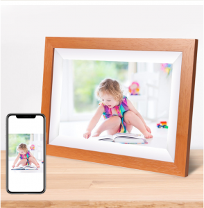 Trái tim của gỗ sồi nghệ thuật kỹ thuật số hiển thị khung hình ứng dụng kỹ thuật số wifi khung ảnh chia sẻ ảnh qua điện thoại