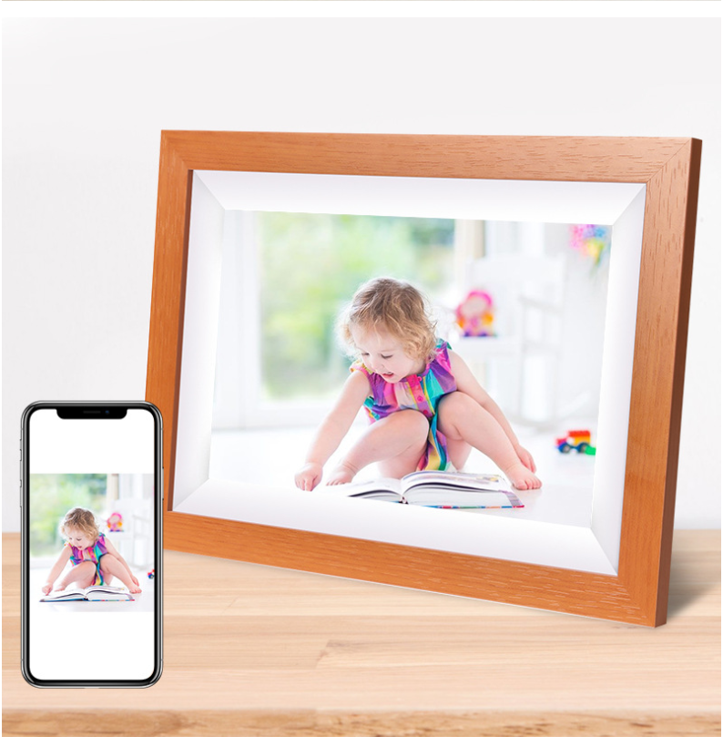 Cyfrowy wyświetlacz artystyczny z drewna dębowego Aplikacja Frameo Cyfrowa ramka na zdjęcia Wi-Fi udostępniaj zdjęcia telefonem Wyróżniony obraz