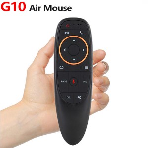 2.4G Haririk gabeko Smart TV Urruneko kontrolagailua Giroskopioa Gyro Google Ahots Kontrola IR Ikaskuntza G10 Air Mouse