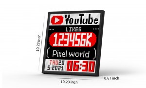 අභිරුචි කළ wifi පාලනය Pixel Art Digital Picture Frame Electronic Display Board with weather clock LED Display Sign Decor