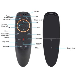สมาร์ททีวีไร้สาย 2.4G รีโมทคอนโทรล Gyroscope Gyro Google Voice Control IR การเรียนรู้ G10 Air Mouse