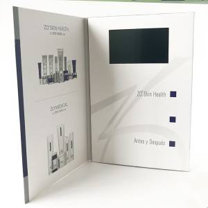 화장품 프로모션 A4 크기 프레젠테이션 화면 디스플레이 비디오 폴더 LCD 비디오 브로셔 카드