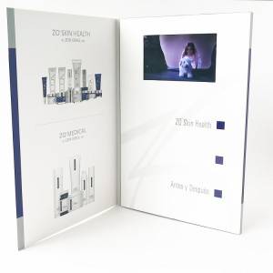 Kosmetika promosyonu A4 ölçülü təqdimat ekranı video qovluğu lcd video broşür kartı
