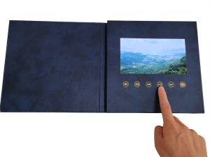 Luruxy Logo sıcak damgalama altın işlemi 7 inç HD ekran Deri video fotoğraf kitabı