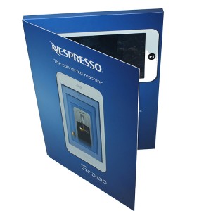 Brochure video Nespresso da 5 pollici cù u cartulare di video player di 2GB di memoria