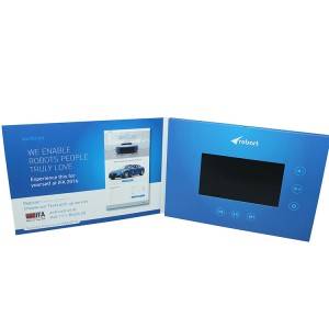 Niestandardowy rozmiar akumulatorowej karty wideo LCD z broszurą na prezent promocyjny firmy