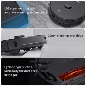 Cleaner Robot Vacuum සහ Mop Combo with Real-Time Cleaning Crawler Mop, Self Cleaning Station Self Filling Washing and Drying, Robot Vacuum Cleaner with LDS Lidar Navigation, Laser Obstacle Avoidance