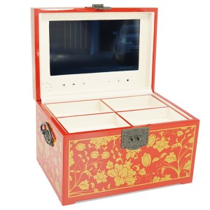 Maßgeschneiderte Luxus-Schmuck-LCD-Display-Videobroschüren-Präsentationsbox aus Holz