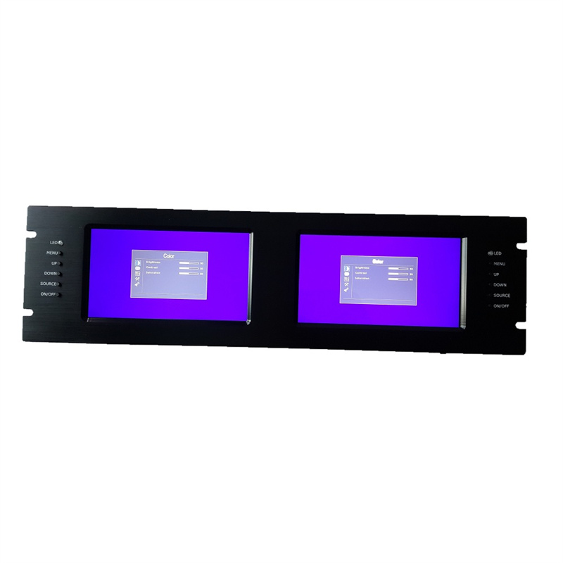 2*7 インチ LCD 3U ラックマウント産業用モニター
