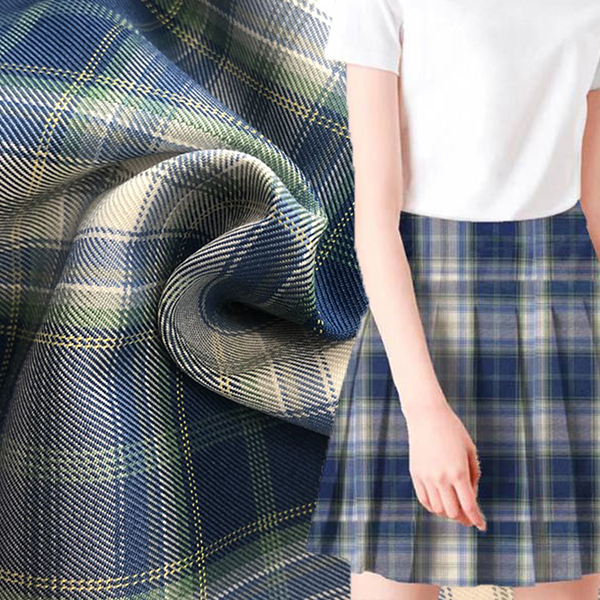 Blue checked school uniform skirt fabric 100% polyester YA4684