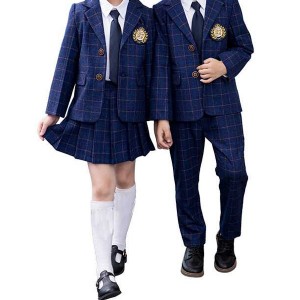 Checked school uniform skirt fabric for girls coat fabric