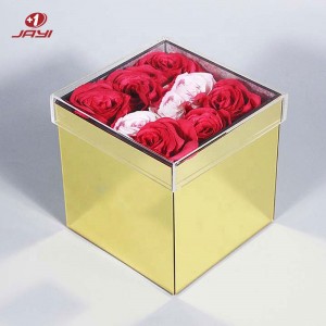 Fornecedor de caixa de flores em acrílico com espelho dourado personalizado |JAYI
