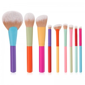 Set de brochas de maquillaxe multicolor multicolor profesional de 9 pzas