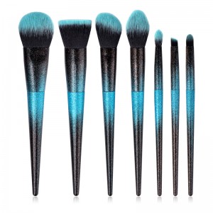 Set de 7 ferramentas de pinceis cosméticos de maquillaxe azul degradado