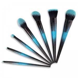 7PCS Nuevas herramientas de juego de pinceles cosméticos de maquillaje azul degradado