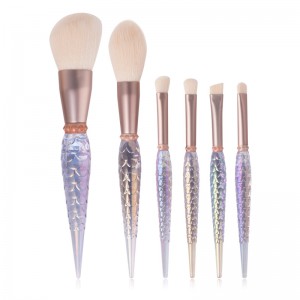 6PCS Plastic Gradient Handle Professional Cosmetic Makeup Brush Set