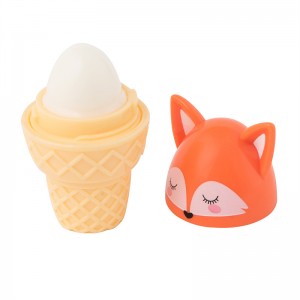 Whole Sale Cute Ice Cream Shape With Little Fox Lid Private Label Lip Balm