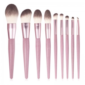 9PCS Grosir Private Label Eco-loropaken Light Pink Makeup Brushes