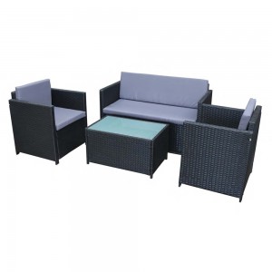 JJS15053 4PCS Galvanized Steel&Rattan Furniture Set