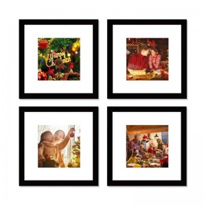 12×12 inches Black Frame Gallery with Mat - 4 Pieces