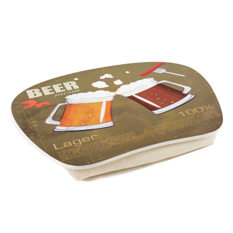 Brown Wooden Beer Pinting pad tal-laptop b'serħan tal-polz u borża tal-ħażna għal sufani tas-sodda u skrivanija