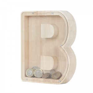 Alfabeto de hucha de madera con letra B personalizada para niños