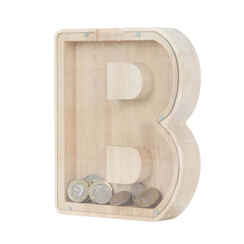 Joguina personalitzada de l'alfabet de la guardiola de fusta de la lletra B per a nens