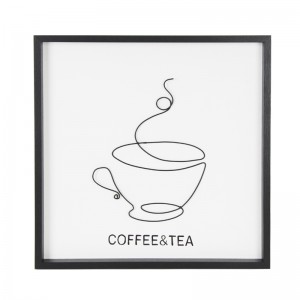Црн квадрат за кафе чај со железна жица декорација Рамка за слики Ѕиден декор