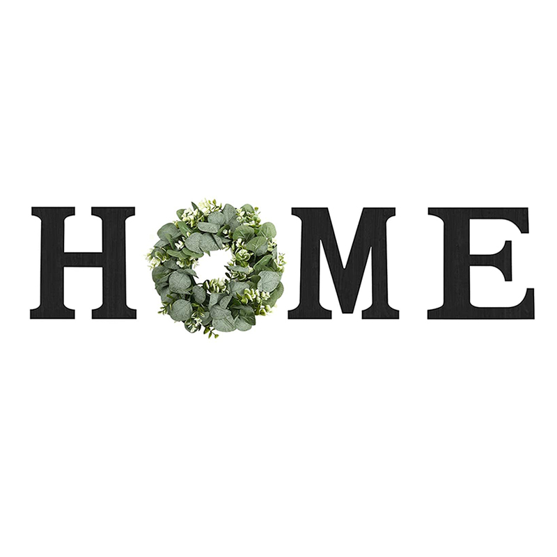 Wood Home Decor Letters na may Artipisyal na Wreath