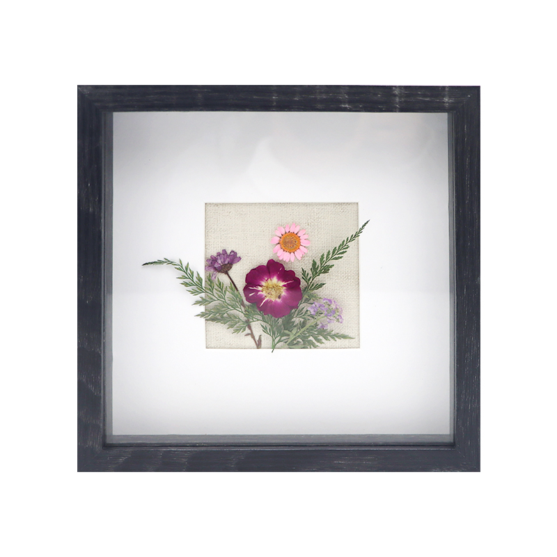 9 × 9 tolli kuivatatud lillevarjukasti matistatud puidust pildiraam