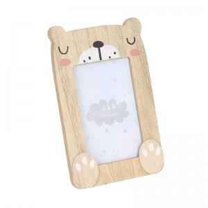 4x6inch Wood Color Bear Shape Houten Baby Picture Frame