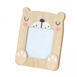 4x4-palčni lesen okvir za fotografije v obliki medveda v barvi lesa
