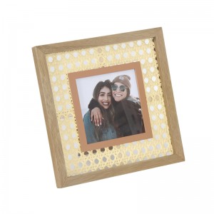 4x4 tommu Wood Color Bamboo Rattan Wooden Photo Frame