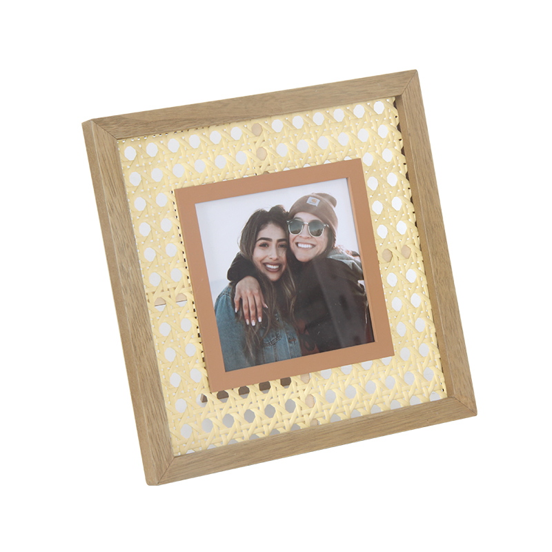 4x4inch Wood Colour bamboo rattan Wooden Pitcture Photo Frame