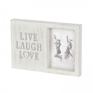 Regal commemoratiu de marc de fotos de fusta blanc vintage gravat LOVE