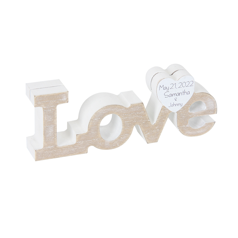 Jinn Home LOVE 彫刻入り木製テーブル 文字飾り 記念日ギフト