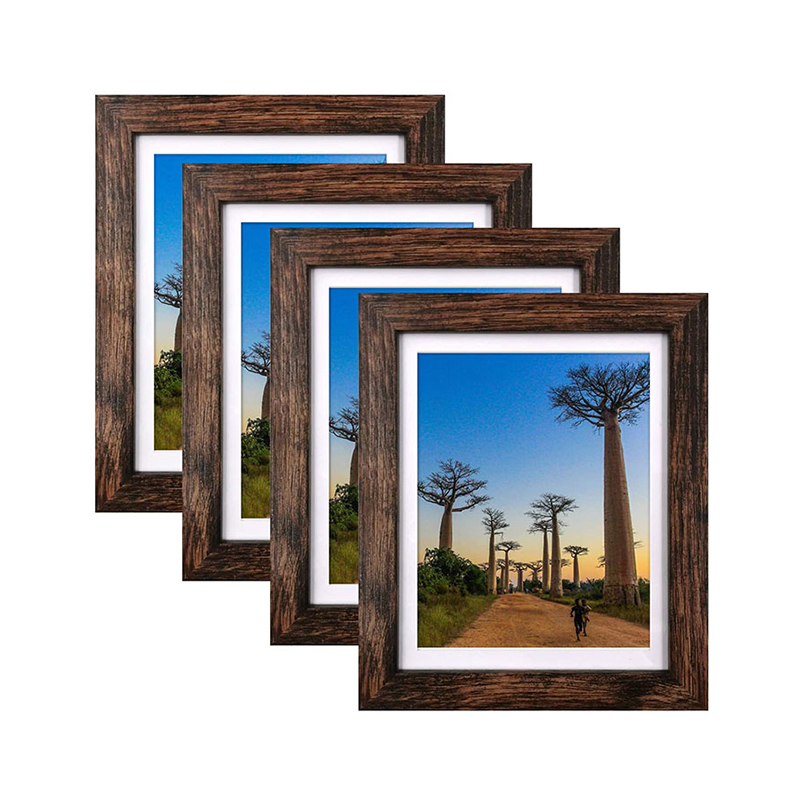 Medinis rudas 8 × 10 paveikslų rėmelis 4 rinkinys 1 pakuotėje