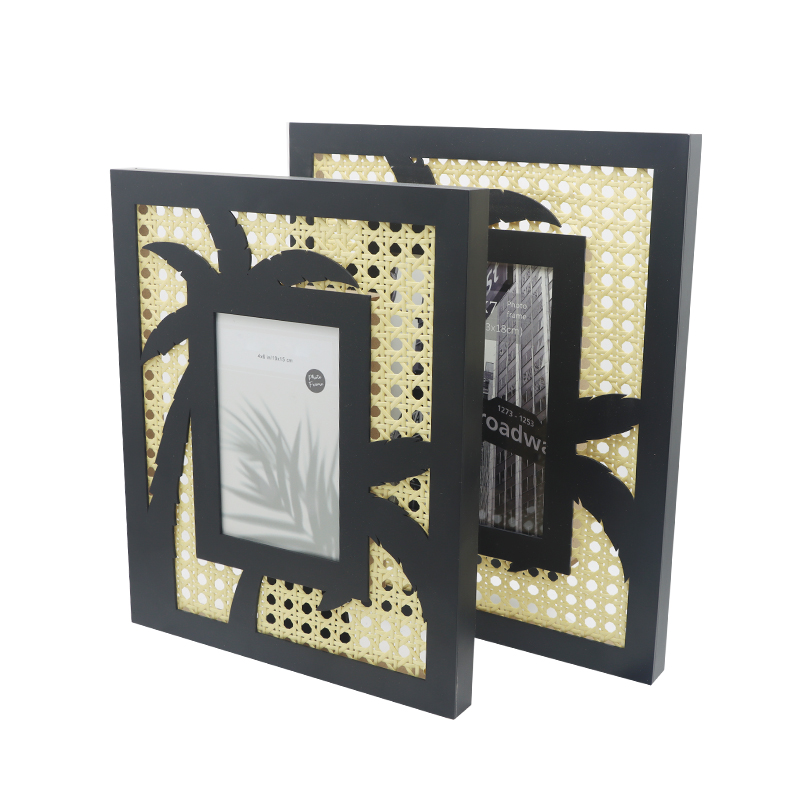 4x6 инча черна дървена рамка за снимки от ратан в хавайски стил