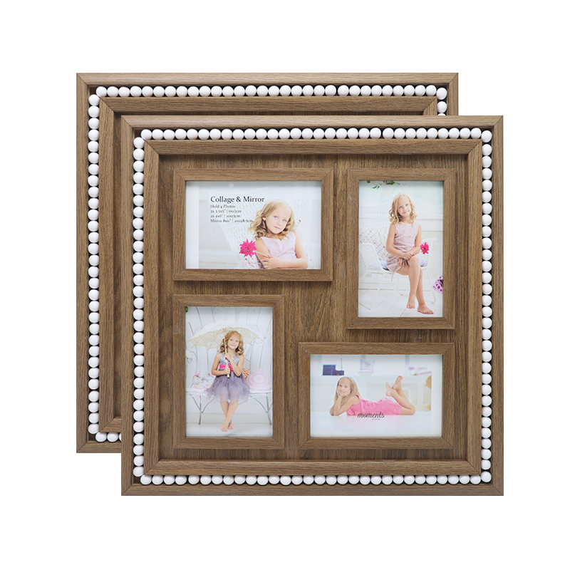 4pcs 4x6inch Creative Wooden Collage White Pearl Haingo sary Frame
