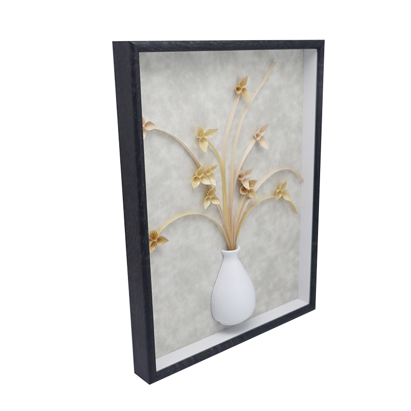 Marco de caja de sombra de exhibición de madera personalizado con marco de foto de fondo de lino