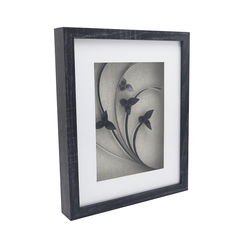 Jinn Home Linen Black Wood Shadow Box Cornice per foto Design personalizzato