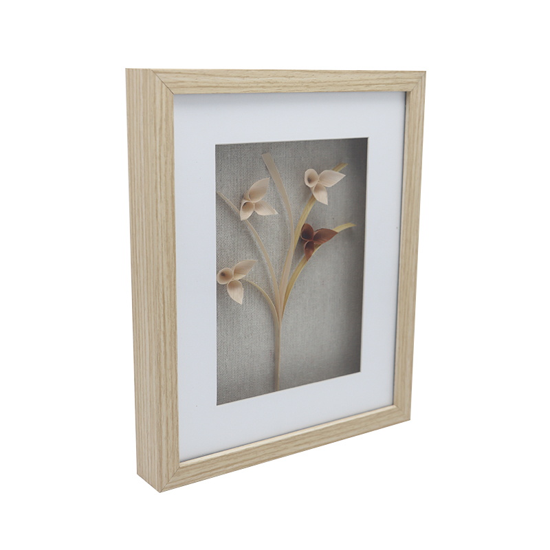 Scatola d'ombra di legnu in lino marrone Display Frame Photo Decoration