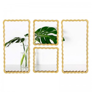 Mirall de PP daurat d'aspecte de bambú Joc de 4 miralls de decoració de paret