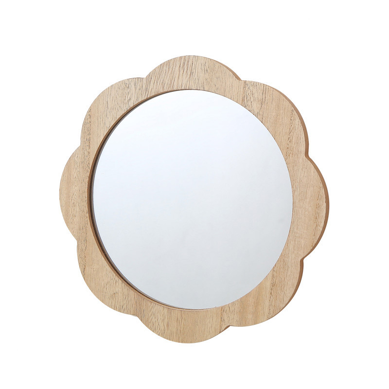 Miroir suspendu en forme de fleur en bois