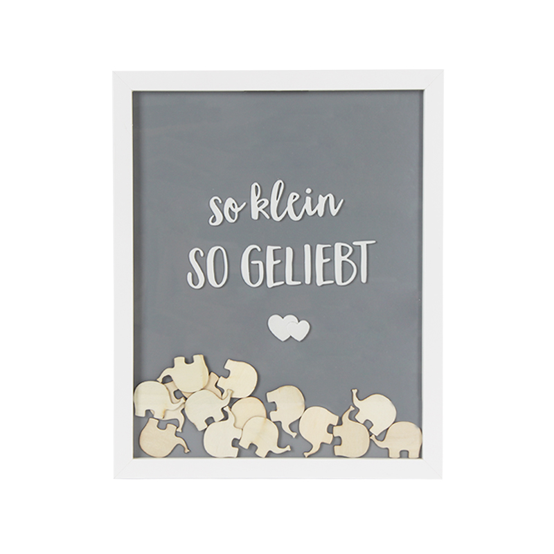 Bryllup Gjestebok-Drop Top Frame Sign Book Med Tre Elephant Oppslagstavle