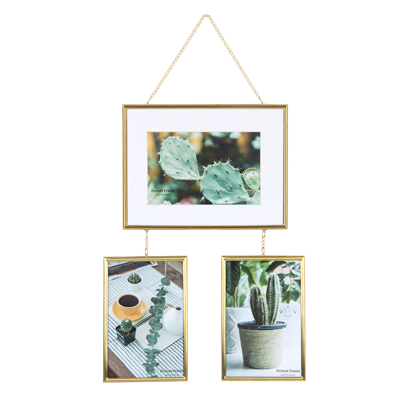 3PCS 4×6 inches Wall Collage Metal Photo Frame na may Chain Hanging