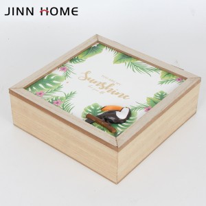 Boîte en bois de forme carrée pour le stockage et les bijoux