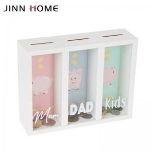 Jinn Home Owo Piggy Bank 3 Kompaktimenti Change apoti fun awọn ọmọ wẹwẹ