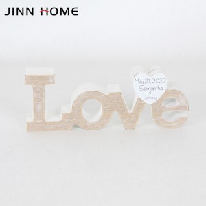 Jinn Home LOVE Taula de fusta tallada Lletres Ornaments Regal d'aniversari