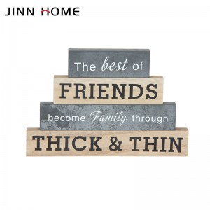 Jinn Home 4PCS Rektangulo Lignaj Tablo-Signoj Literaj Blokoj Por Infanoj